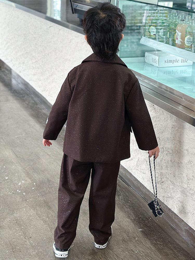 2025 Boys' Sparkling Silver Casual Suit Set
