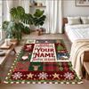 Christmas Custom Name Printed Square Area Rug Soft Non Slip Floor Carpet For Bedroom Holiday Gift