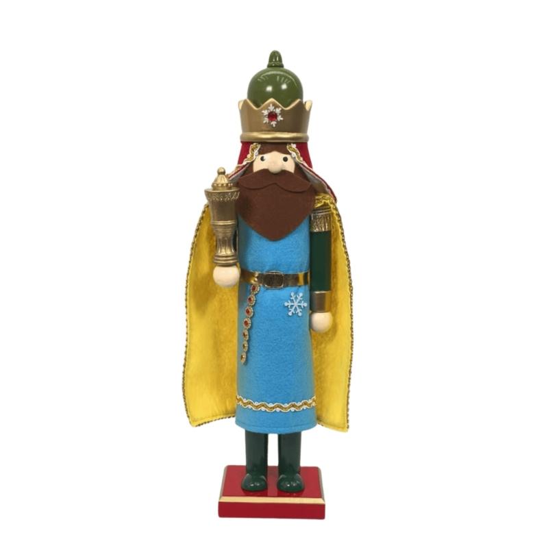 Handmade Wooden Holiday Figurine, Wise Men Nutcrackers Decors for Tabletop, Mantel, and Winter Shelf Display