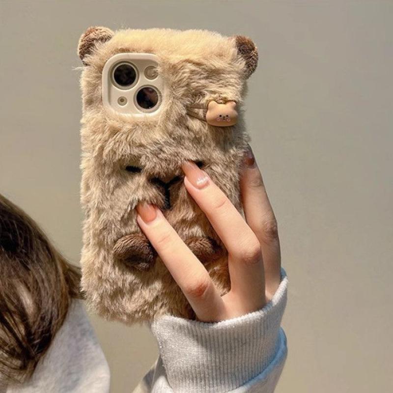 Kawaii Capybara Iphone Phone Case Autumn and Winter Plush All-Inclusive Anti-Fall Suitable for Iphone15/14/13/12/11Promax