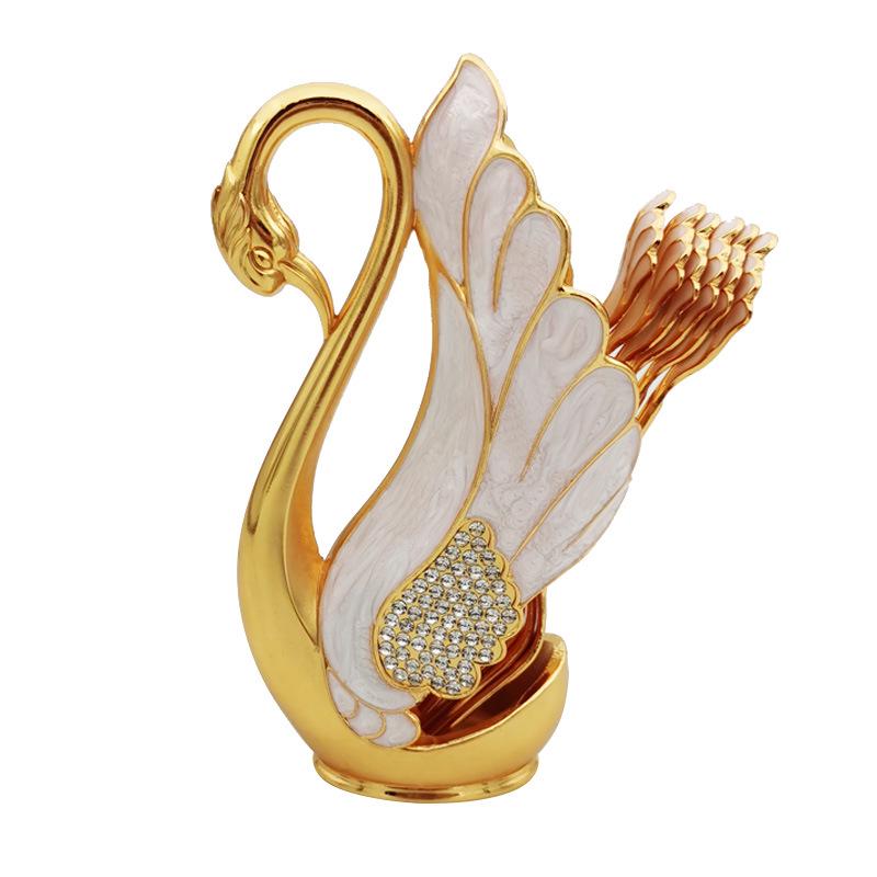 In-Stock European Style Swan Fruit Fork and Dessert Spoon Set