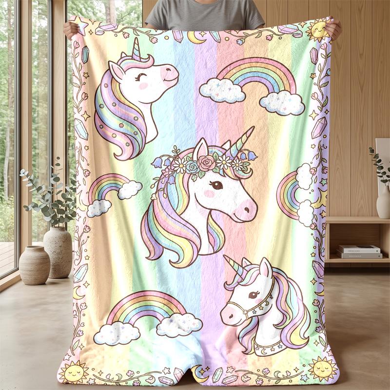 Fantasy Unicorn Adventure Theme blanket Lightweight Warm Flannel Blanket Decorative Throw Blanket for Home Decoration