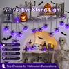 Flexible Tree Railing Wrap Lights 10/20FT Halloween String Light, Battery Powered Purple LED Large Spider/Bat Garland, Spooky Creative Holiday