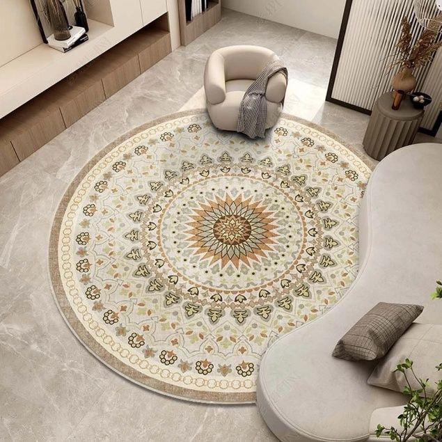 Living Room Circular Carpet French Light Luxury Coffee Table Sofa Cushion Bedroom Bedside Carpet Study Floor Mat