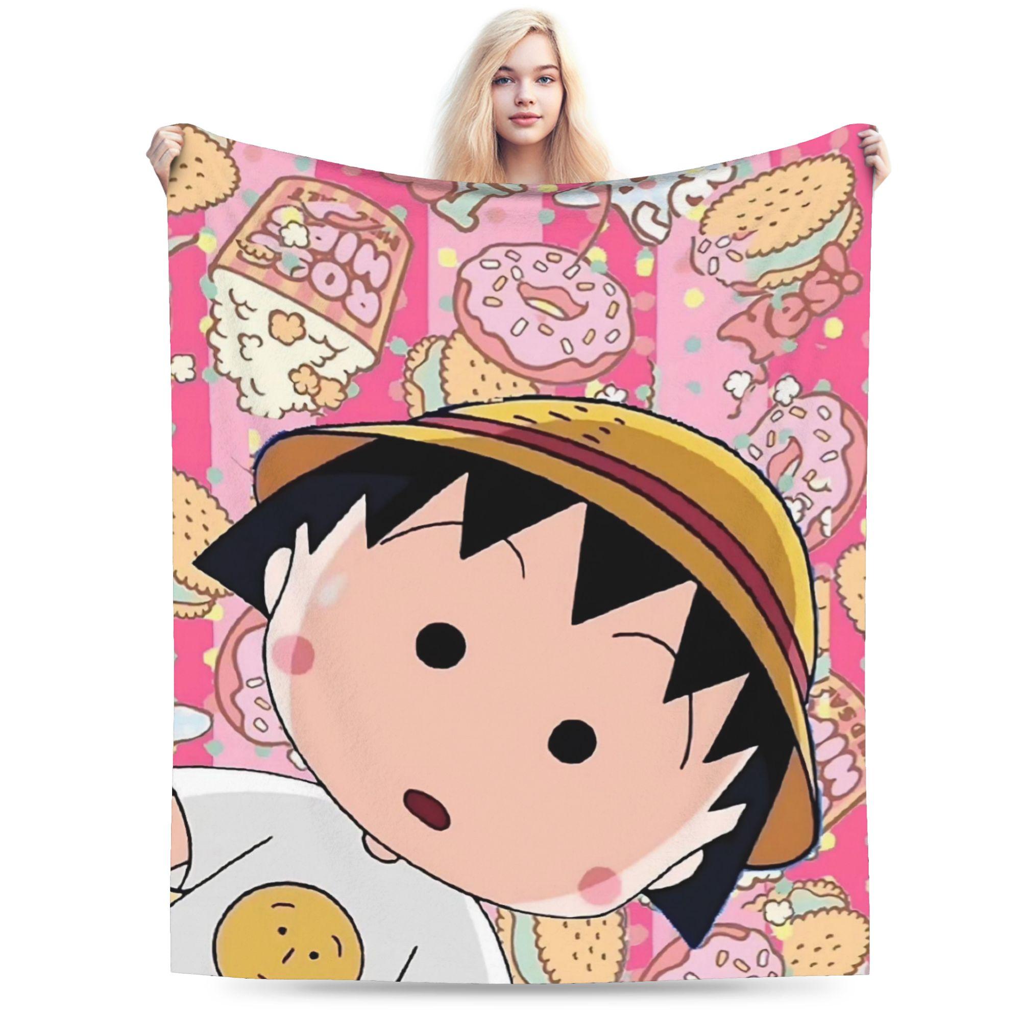 

Chibi Maruko Chans Flannel Blanket Winter Warm Soft Throw Blanket for Children Bedroom Graphic Bedspread Sofa Bed Cover 75x90cm