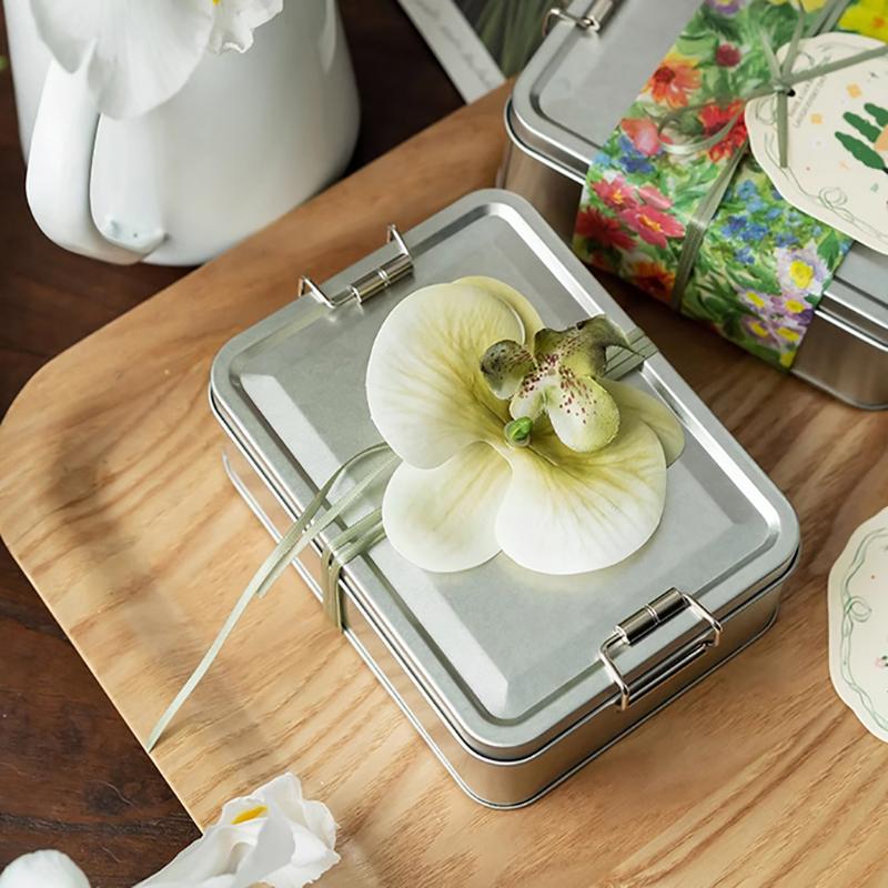 Rectangular Tinplate Cookie Tins Box With Lid Dustproof Home Kitchen Desktop Storage Tin For Candy Coffee Tea Jewelry Chocolate