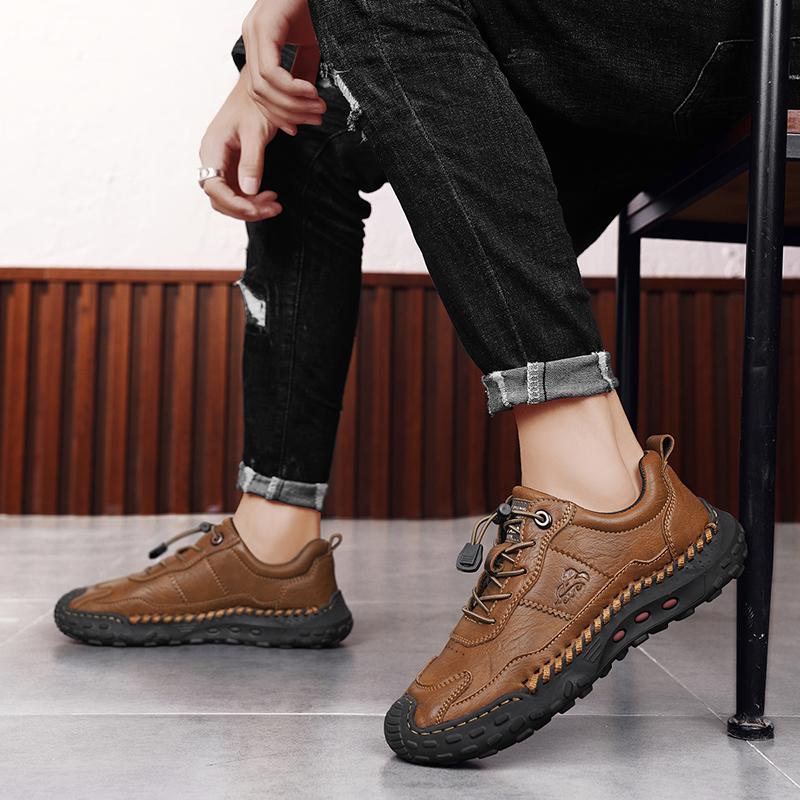 Mens Moccasin Shoes Retro Cow Leather Shoes Men Loafers Handmade Casual Leather Shoes Moccasins Men Flats Shoes