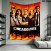 Chicago Fire Wall Tapestry Aesthetic Wall Hanging Printed Fabric Blanket Decorative Tapestries for Bedroom Living Room Home Decor