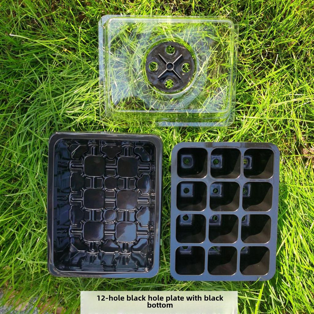 Gardening Seedling Tray Set: 6-Hole & 12-Hole Trays with Air Vents and Switchable Lids - 3 Pieces