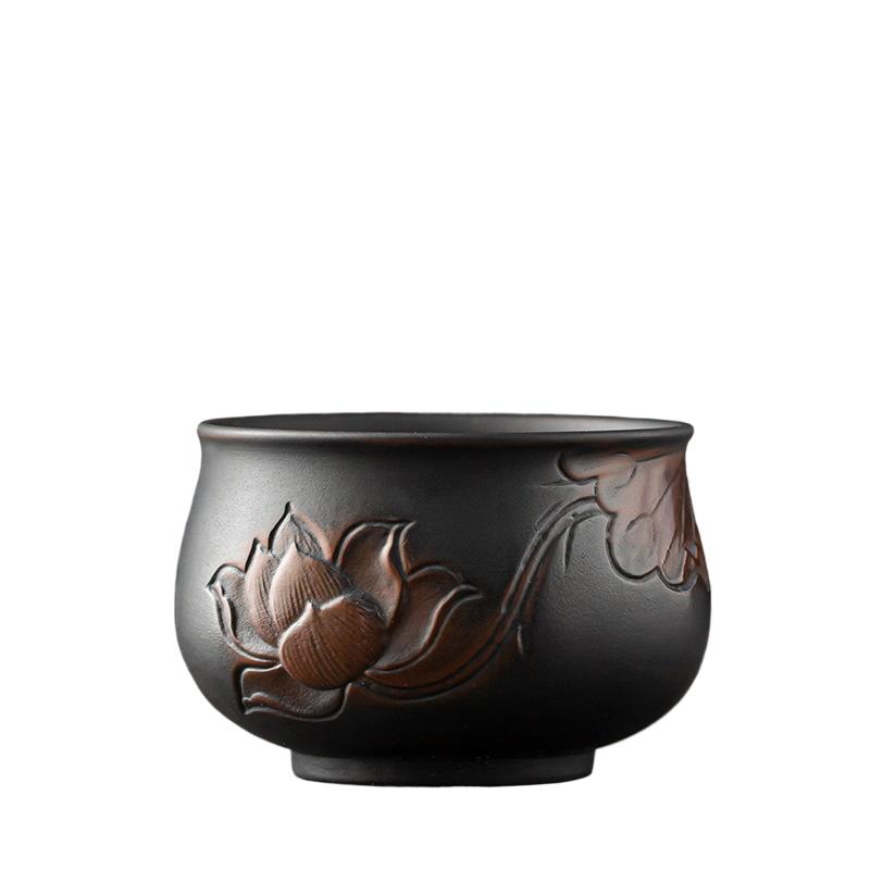 Lotus Zen Purple Clay Tea Cup - Handcrafted Kung Fu Tea Ceremony Cup, Chinese Artisan Tea Ware Gift for Collectors