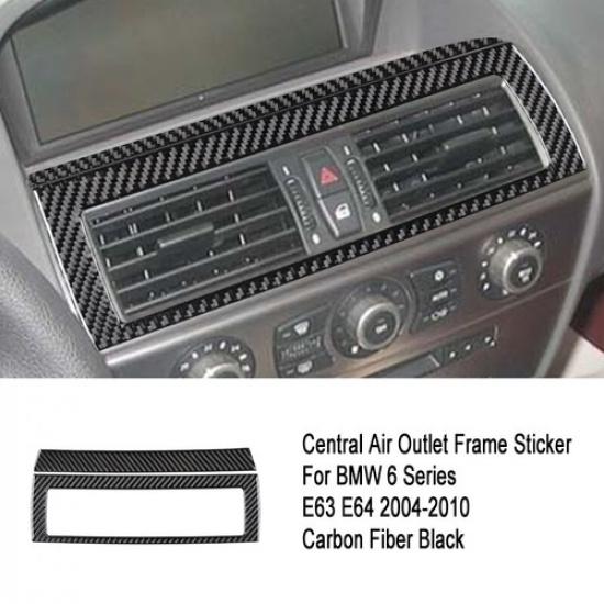 Carbon Fiber Center Air Vent Outlet Cover Trim For BMW 6Series E63 E64 2004-2010