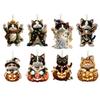 Car Halloween Rearview Mirror Hanging Pendant Cartoon Skull Cat Auto Interior Accessory 2D Flat Acrylic Hanging Charm for Car Backpack