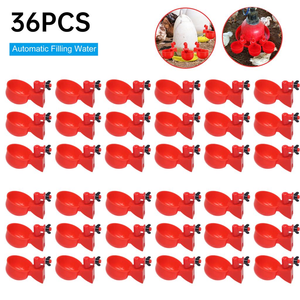 60PC Chicken Drinking Cup Automatic Drinker Chicken Feeder Poultry Waterer Drinking Water Feeder for Chicks Duck Goose Quail