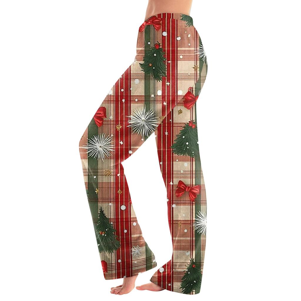 Women  Winter Plaid Pants Full Length Long Trousers Sports Pants