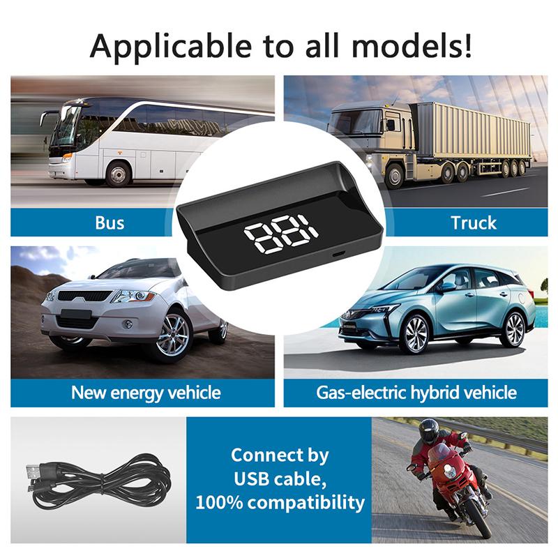 Car Digital Speedometer Head Up Display Vehicles Speed Gauge Hud Windshield Projector For Truck Gps Driving Assistance Tool