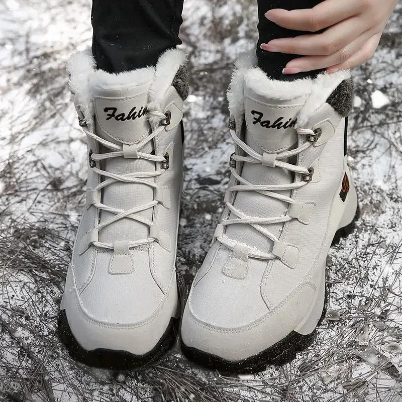 Women Outdoor High Quality Winter Casual Sneakers Ladies Non-Slip Walking Boots High-Top Cotton Keep Warm Soft Snow Hiking Shoes