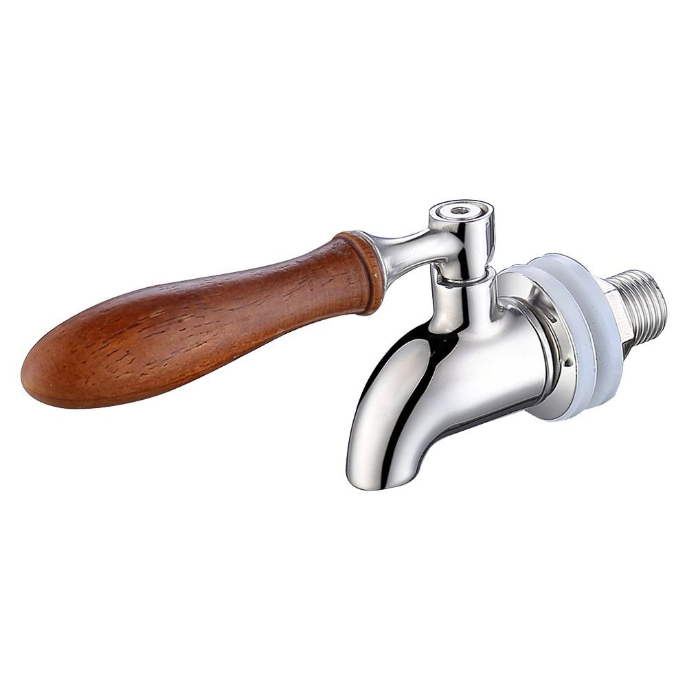 

Кран из нержавеющей стали 304 для винной бочки, деревянная ручка, простая установка, кран для бочки с соком и пивом, размер 16 мм, диспенсер для напитков синий