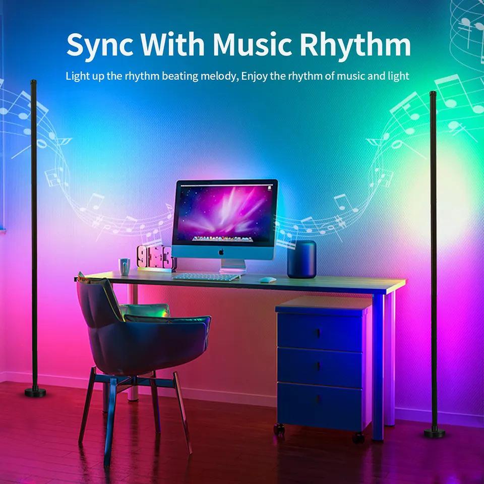 Sound-Activated LED Floor & Table Night Lamp for Living Room & Bedroom Decor, Splicing E-Sports Atmosphere Light