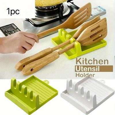 Silicone Kitchen Organizer Utensil & Cutlery Holder, Spoon Rest With Clips For Handles, Multi-Functional Holder For Spoons, Forks, Chopsticks, Ideal