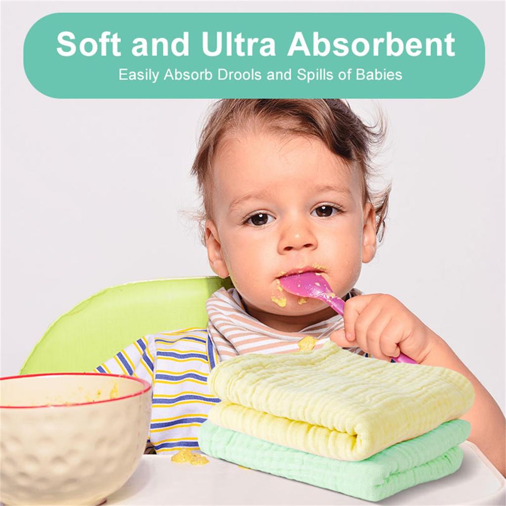 2 Stück 110cm Baby Mulltuch Weiches Baumwoll-Wickeltuch für Kinderbett Kinderwagen Neugeborene Baden