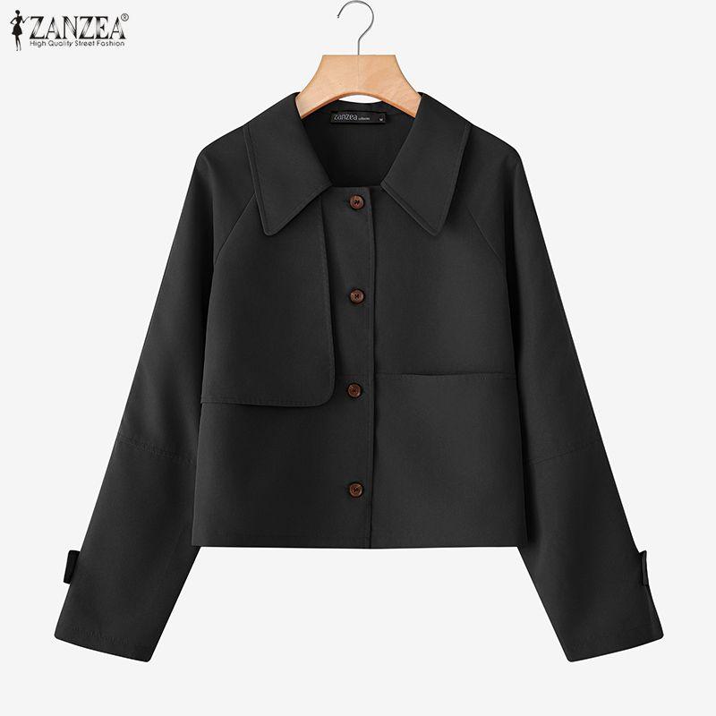 ZANZEA Women Casual Turn Down Collar Loose Long Sleeve Blouse