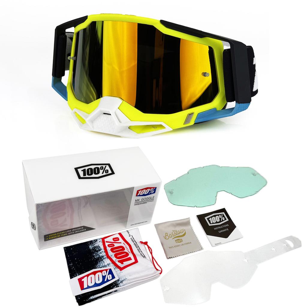 100% Motorcycle Off-Road Goggles Set Outdoor Color-Changing Riding Fully Enclosed Protective Goggles