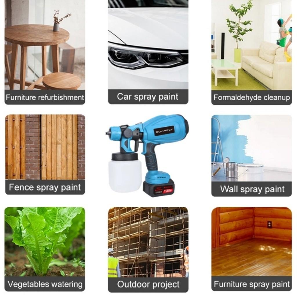 2000W Cordless Paint Sprayer Mesin Pengecat Adjustable Shape Paint Spray Gun Penyembur Cat Elektrik 800ml