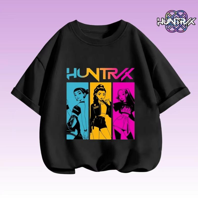 2026 Fashion Kids Tshirt Kpop Demon Hunters T-Shirt for Boys Girls Tshirt Summer Crew Neck Short Sleeve Tees 110