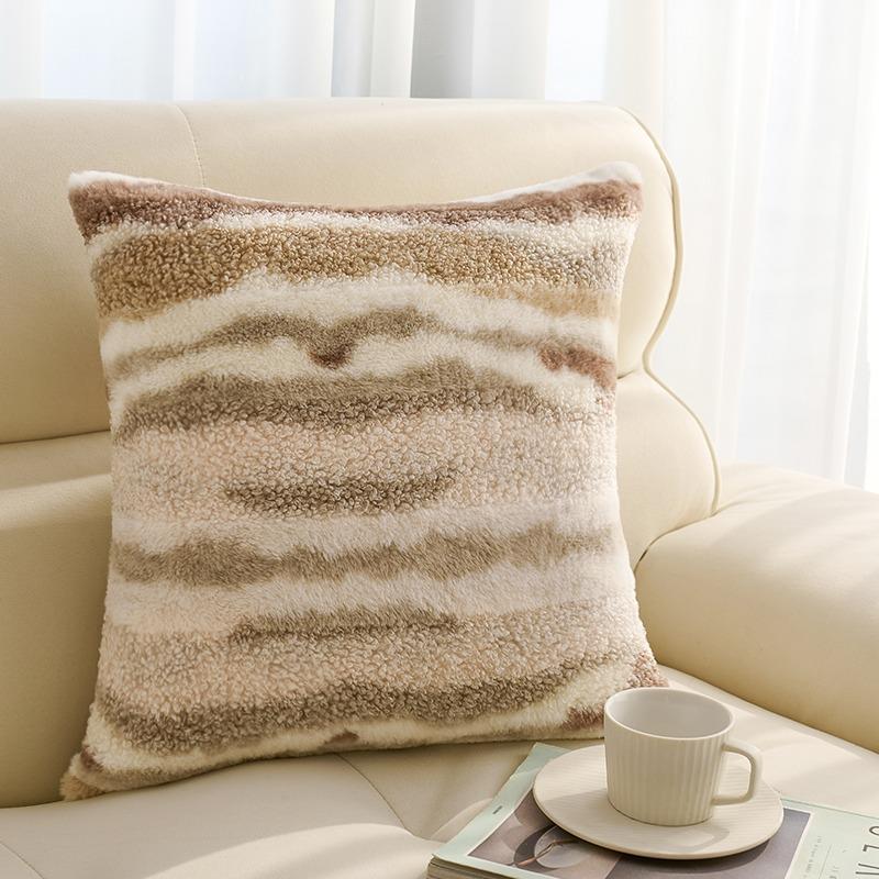 1pcs Faux Fur Solid Color 3D Soft Warm Plush Throw Pillow Covers For Living Room Sofa Bedroom Home Room Decor