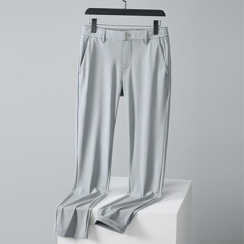 

Men s High-End Summer Ice Silk Elastic Quick-Dry Casual Straight-Leg Pants 32 (130-140 kg)
