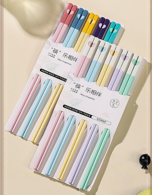 

5 Pairs Colorful Fiberglass Chopsticks, Dishwasher Safe Chopstick, Reusable Non-slip Chop Sticks Japanese Chinese Fiberglass