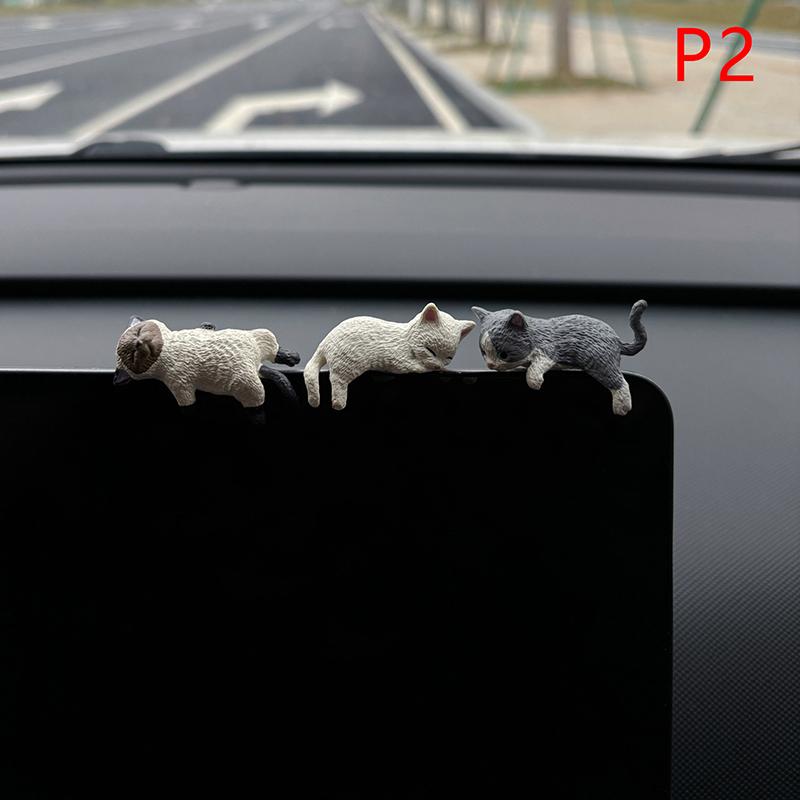 Cute Car Decoration Sleeping Cat Doll Creative Auto Ornaments Toys Cat Micro Landscape Model Cute Car Accessories Gifts