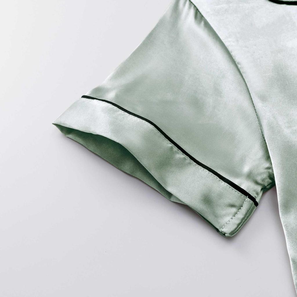 European Summer Ice Silk Pajama Set: Casual, Solid Color, Short Sleeve & Shorts, Breathable Comfort.