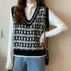 Autumn Fashion Female Vintage Plaid Sweater Vests Women's Tank Tops Knitted Crop Top Women Sleeveless Knitted Vest Waistcoat