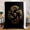 Golden Norse Wolf Design printed Flannel blanket for bedroom, living room, sofa, and nap
