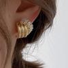 Modische 925 Silbernadel 5A Zirkon Verdrehte Knoten Ohrringe Für Frauen Goldfarbe Retro Stecker Ohrring Strassstein Geschenk Koreanischer Schmuck