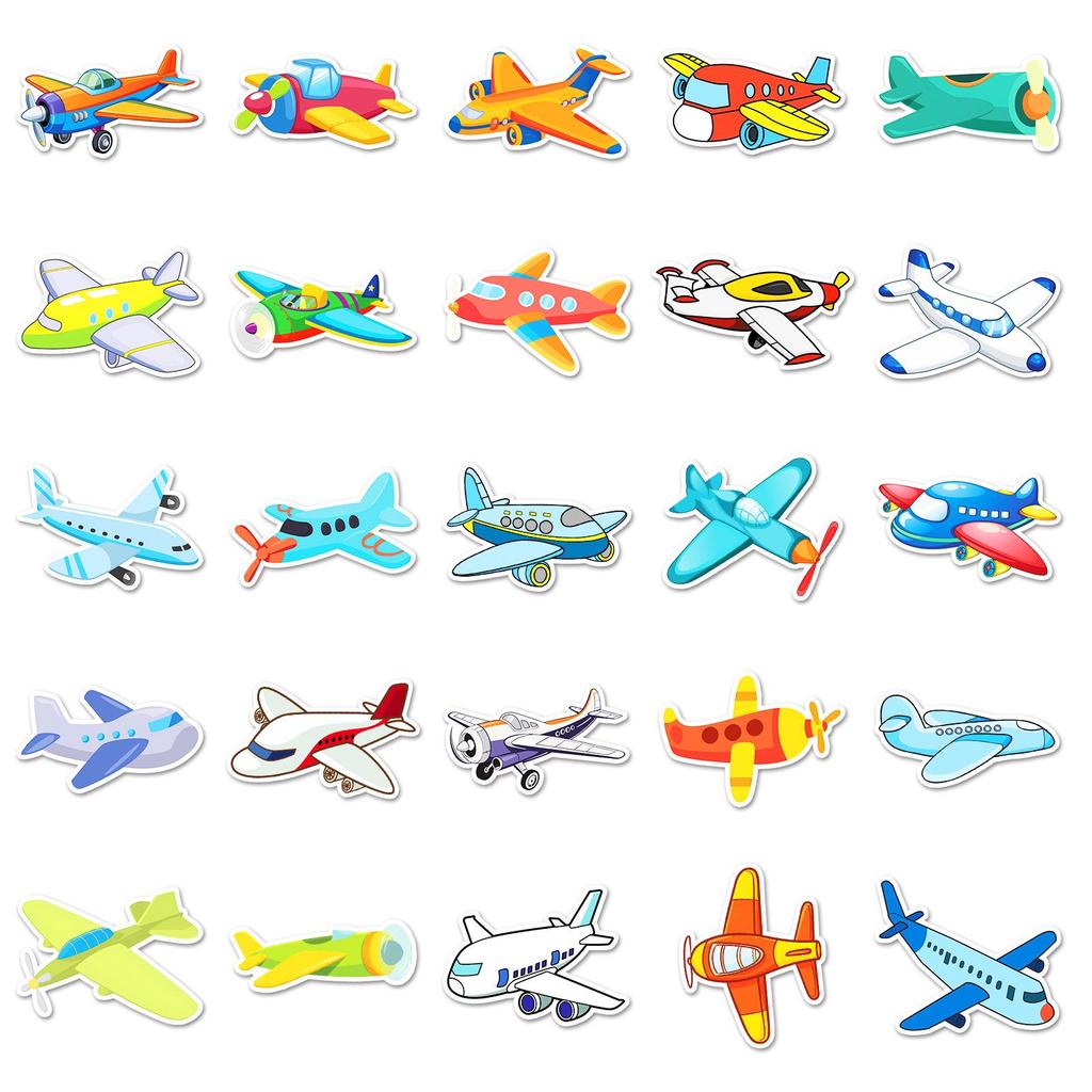 51 Cute Aircraft Vehicle Stickers: Waterproof Cartoon Decorations for Suitcases, Thermos Cups, and Journals.