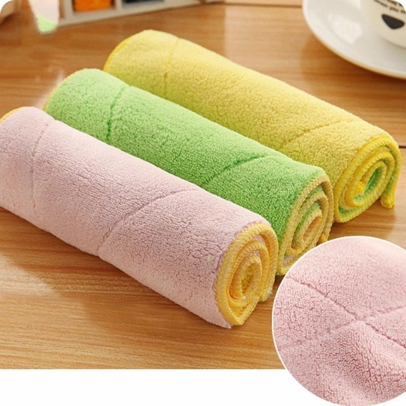 Double-sided Microfiber Dish Towels Thickening Cloth Dish Nonstick Oil Absorbent Kitchen Towels