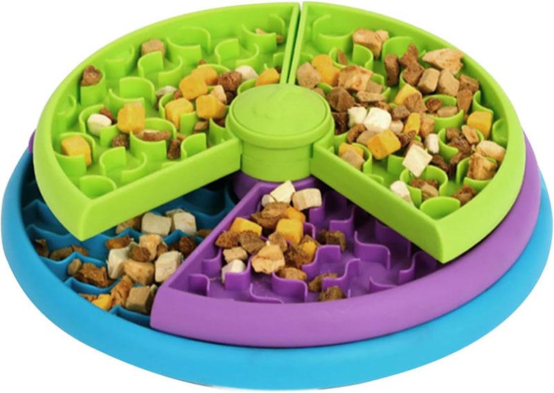 Rotatable Puzzle Slow Feeder Dog Bowl Rubberized Non-Slip Interactive Game Dog Detachable Lick Mat
