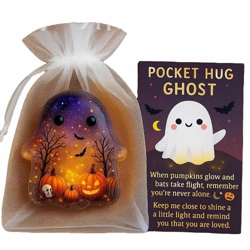 Halloween Ghost Pocket Cards Pocket Comfort Ghosts Pockets Hug Ghost With Encouragement Card Cute Mini Charm Gifts