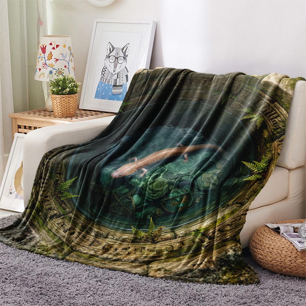 1PC Visual effects  Print FlAannel Blanket, High quality Comfortable for All Seasons, Home Decor, Warmth and Comfort
