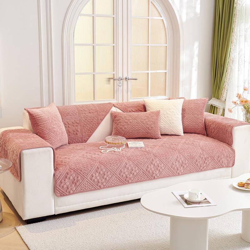 

New Sofa Cushion, All-Season Non-Slip Leather Sofa Cover, Light Luxury Plush Winter Seat Cushion, Sub-Cover Cloth Towel 70*70cm
