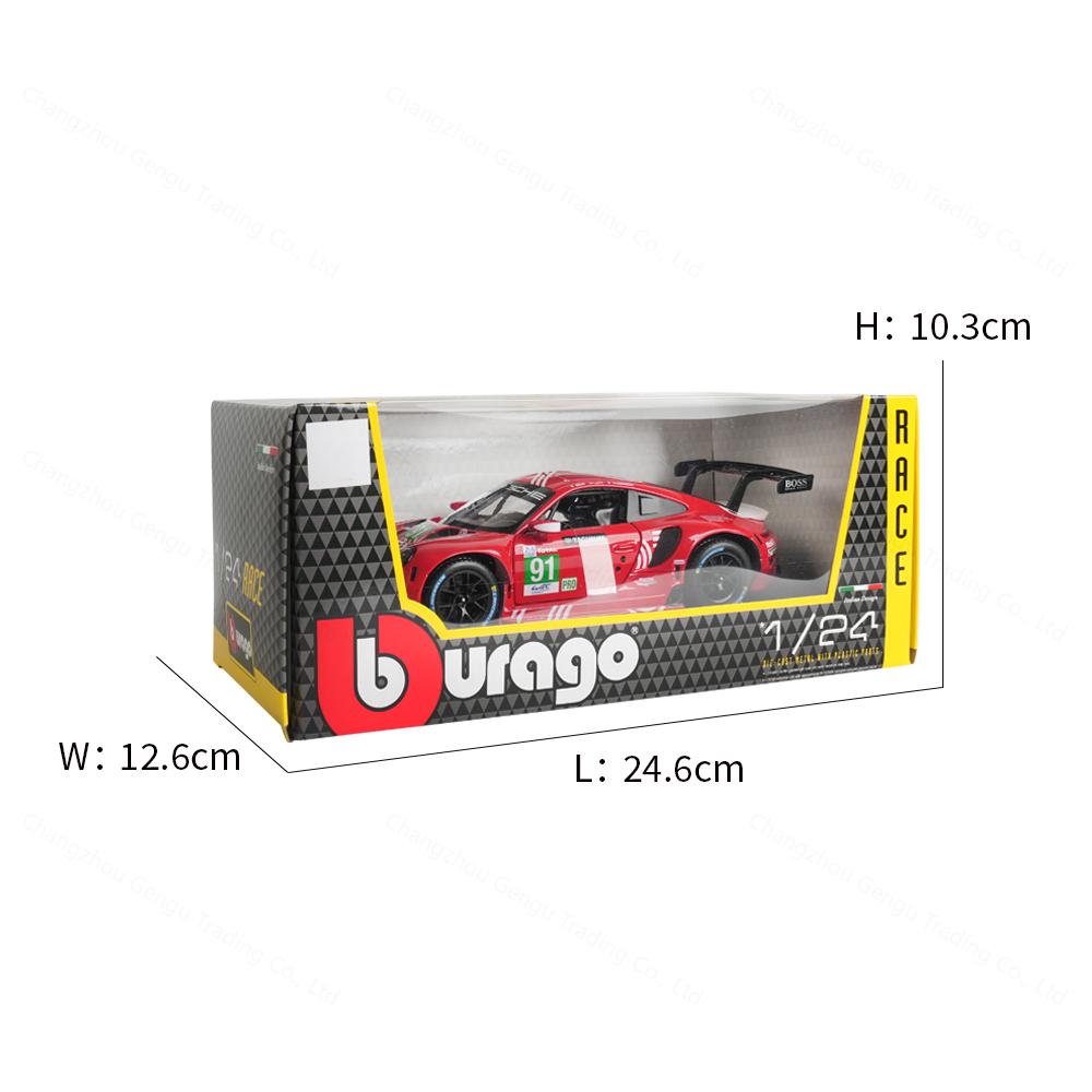 Bburago 1:24 Porsche 911 RSR LM 2020 Racing Die Dasting Alloy Car Model Art Deco Collection Toy Gift Factory Authorization
