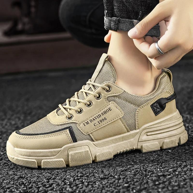 New Men's Short Boots  Comfortable Training Shoes Outdoor Leisure Breathable Sneakers Men Non-slip Wear-resistant Work Boots