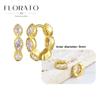 Perforation 925 Silver Ear Needle Minimalist Hoop Earrings Metallic Gold Earrings For Women CZ Fashion Jewelry