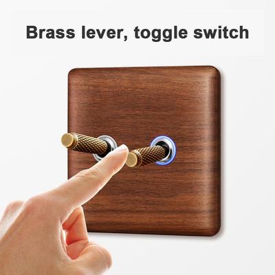 Interruptor de Pared Industrial Estilo Nórdico Madera Maciza Tipo 86 Monobloque/Bimando Enchufe