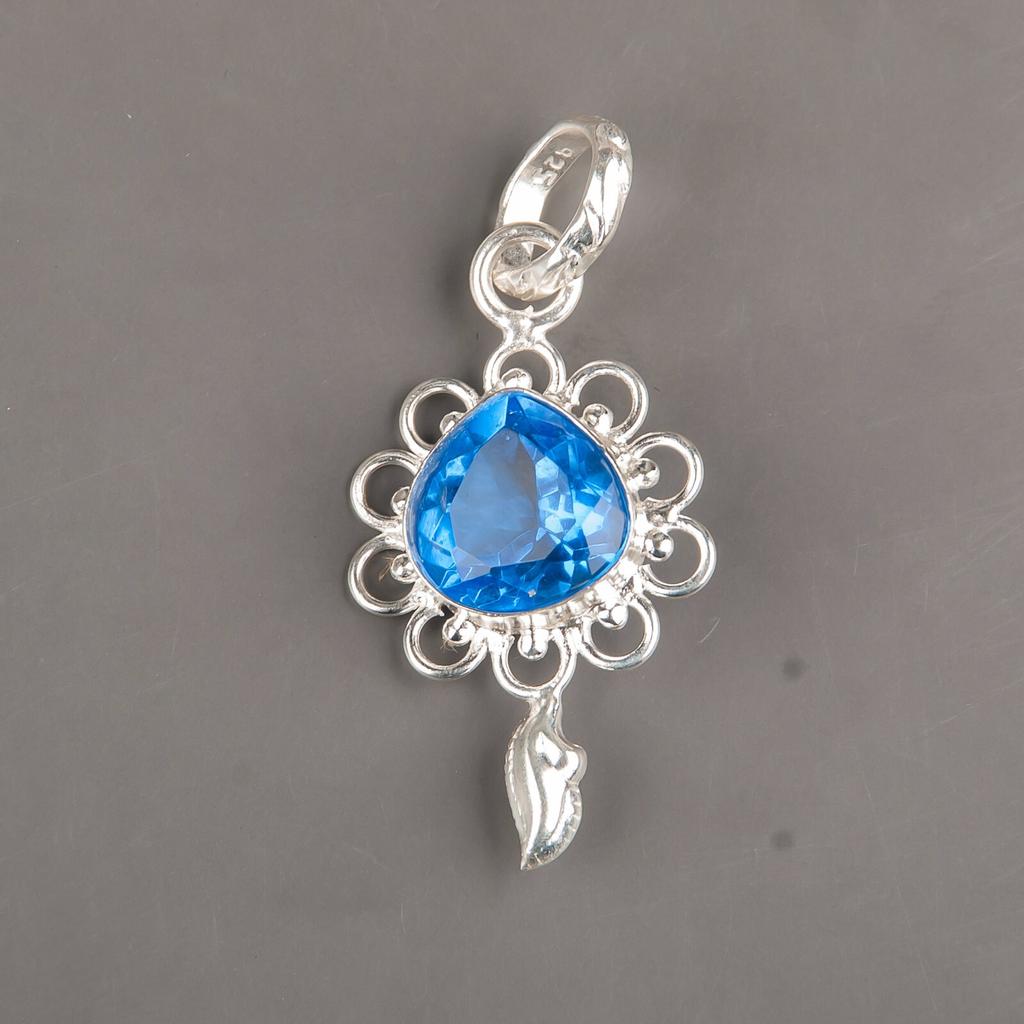 925Sterling Silver Jewelry Tanzanite Gemstone Handmade Boho Silver Pendant 1.80" PP-4-4