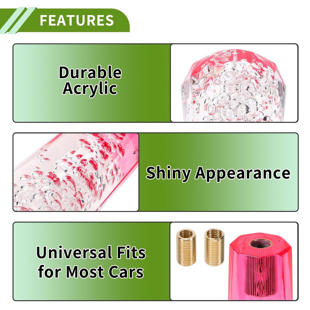 HOPESPANNER Diamond 2 Tone Cristal Shift Knob Gear Shifter Knob Acrylic Stick Shifter Lever