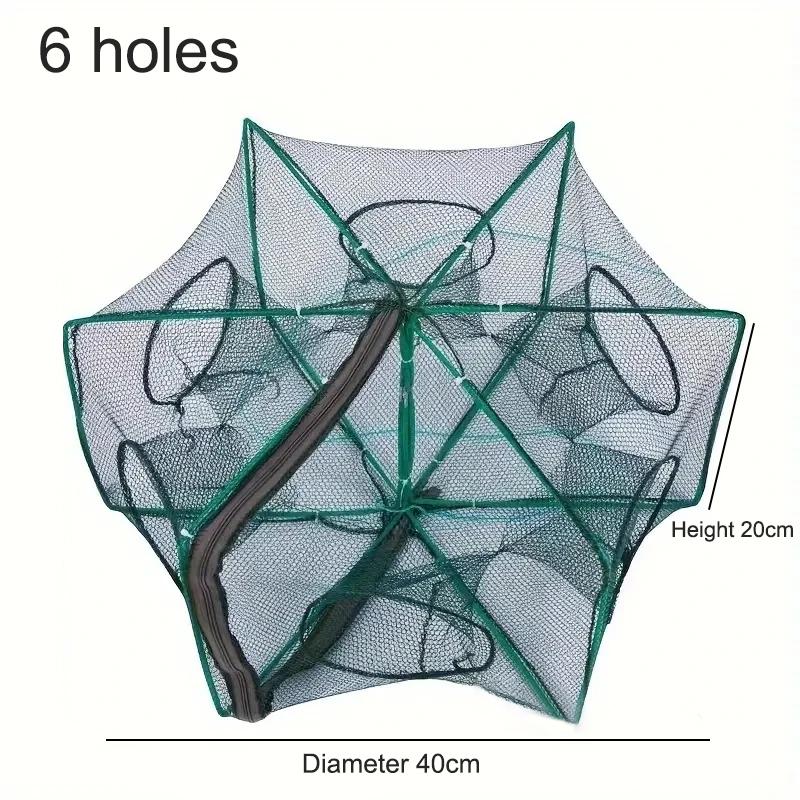 1pc Foldable Fishing Trap Net With 6 /8 Holes For Minnow, Crab, Crawdad, Shrimp, Fishing Accessories