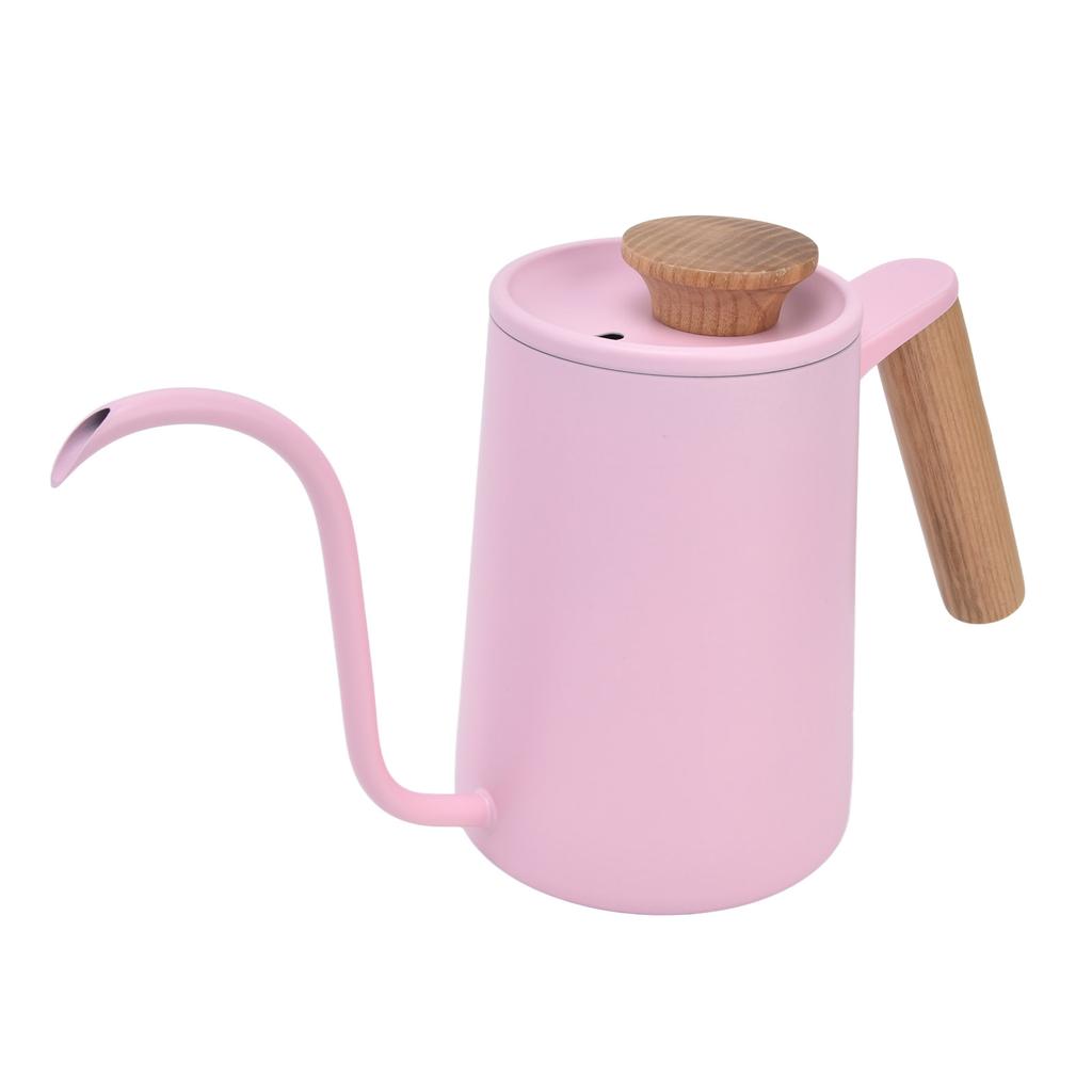 Edelstahlgriff Tropfkaffeekanne Schwanenhalsausguss Tropfkessel Kaffee Teekanne Pink600ml